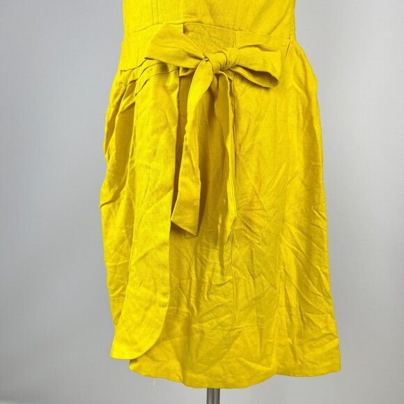 NWOT Farm Rio Yellow Linen Blend Bow-Knot Sleeveless Mini Dress Size M - Picture 5 of 12
